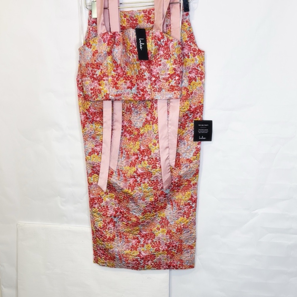Lulus Ellarina 2 pc Dress - Metallic Jacquard Print (XS) - Picture 5 of 16